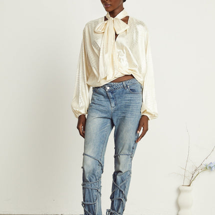 Ulrike crocodileeffect wraparound blouse