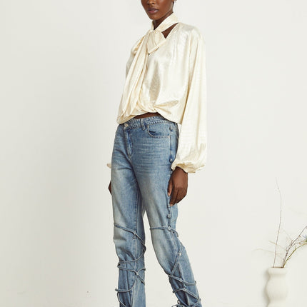 Ulrike crocodileeffect wraparound blouse