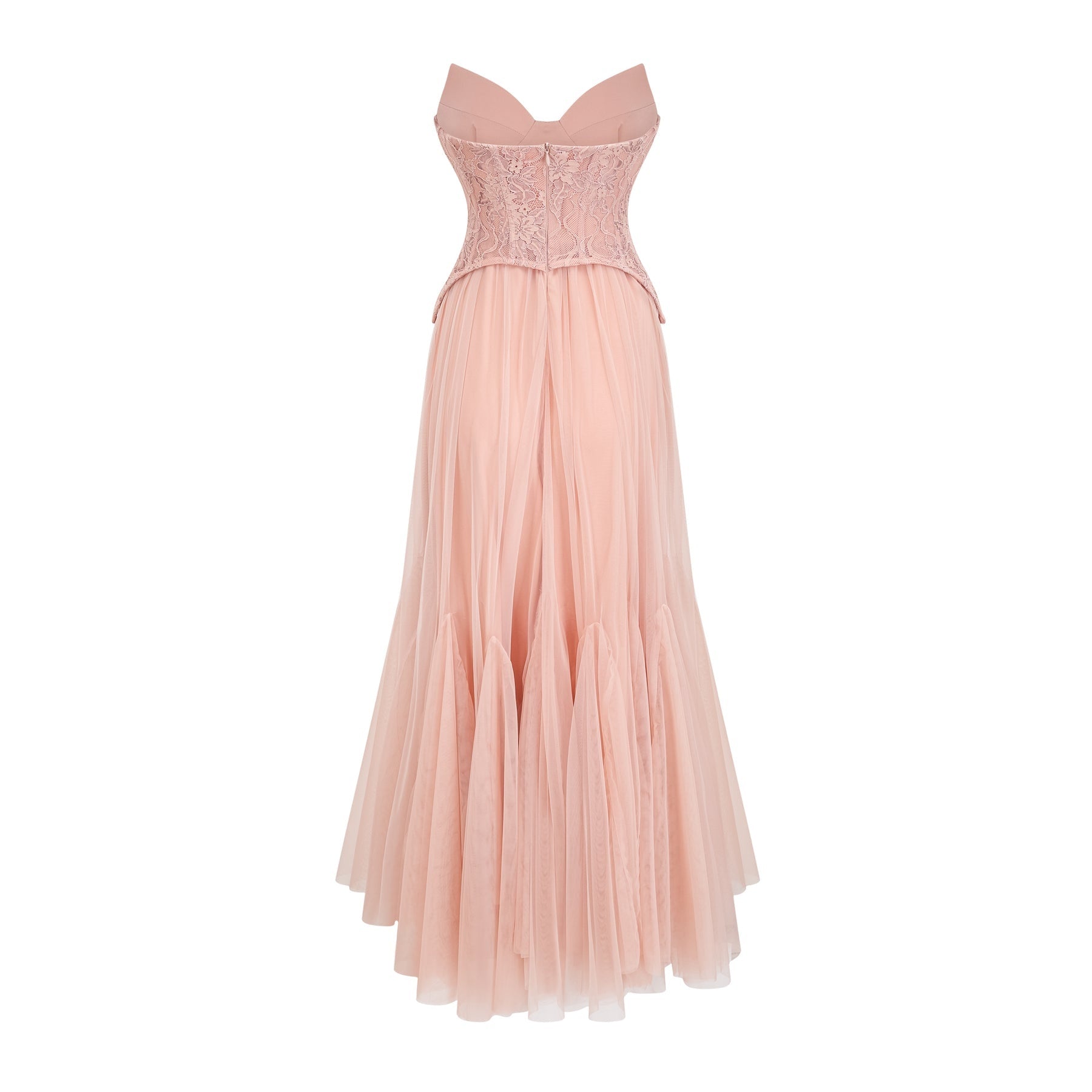Ulrique pink lace corset tulle maxi dress