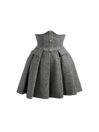 Ultra High Waisted Pleated Retro Plaid Skirt For Back To School Season Back To School Clothing