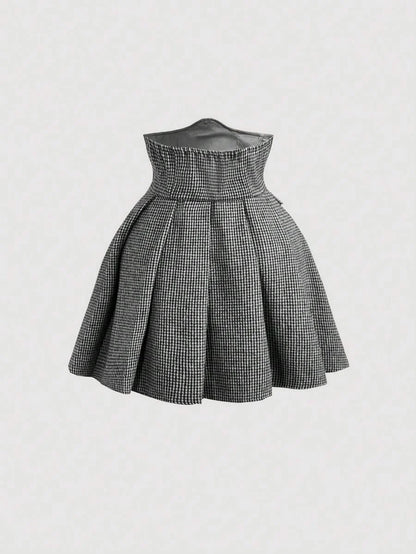 Ultra High Waisted Pleated Retro Plaid Skirt For Back To School Season Back To School Clothing