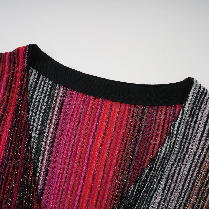 Ulysse Red Metallic Knit Long Cardigan