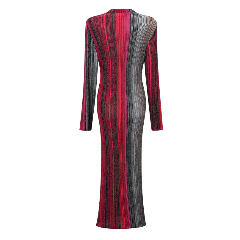 Ulysse Red Metallic Knit Long Cardigan