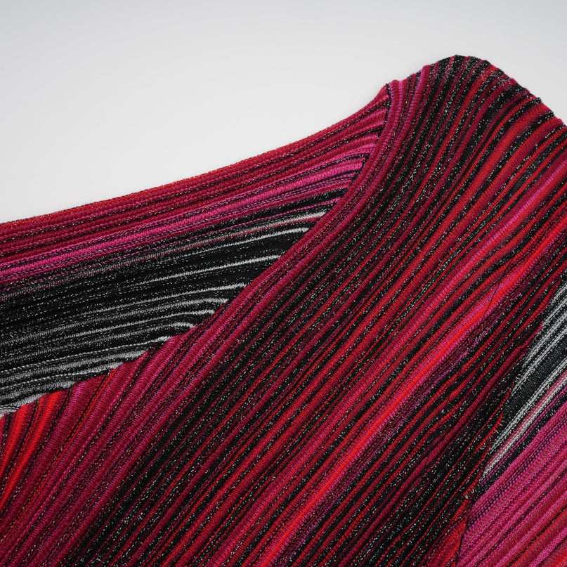 Ulysse Red Metallic Knit Long Cardigan