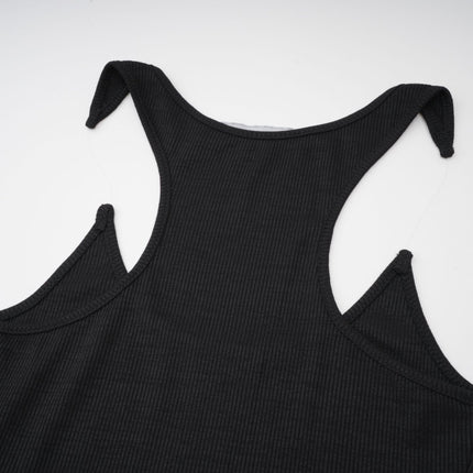 Ursula Black Maxi Dress with Transparent Straps and Knitted Construction