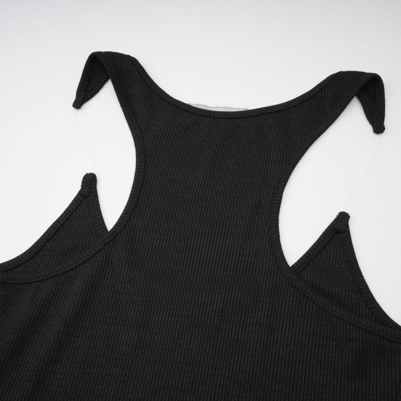 Ursula Black Maxi Dress with Transparent Straps and Knitted Construction