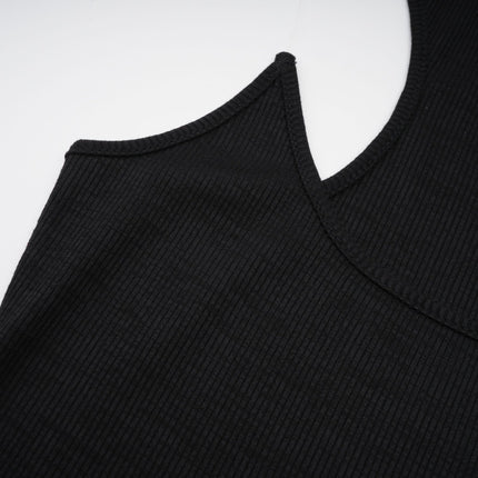Ursula Black Maxi Dress with Transparent Straps and Knitted Construction