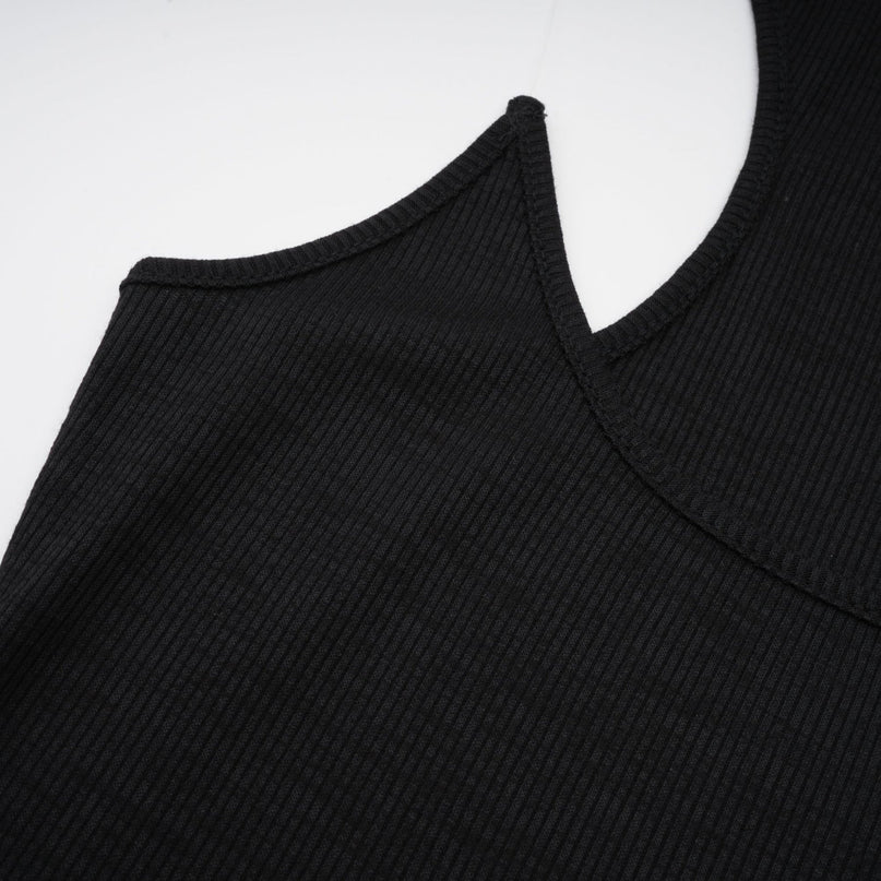 Ursula Black Maxi Dress with Transparent Straps and Knitted Construction