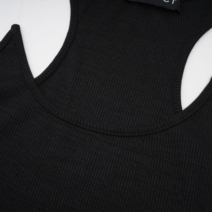 Ursula Black Maxi Dress with Transparent Straps and Knitted Construction