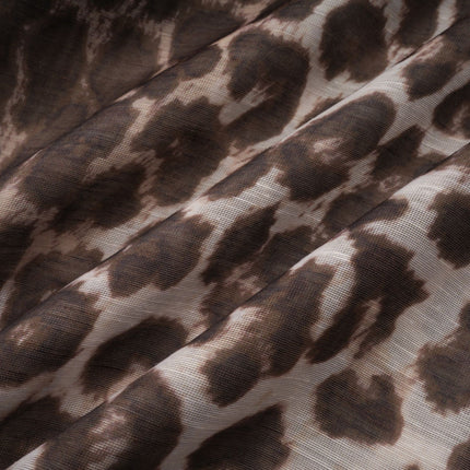 Ursula Brown Leopard Print Blouse with Oversize Sleeves and Attached Scarf