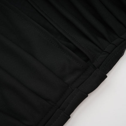 Valentina Black Mesh Panel Ruched Midi Dress