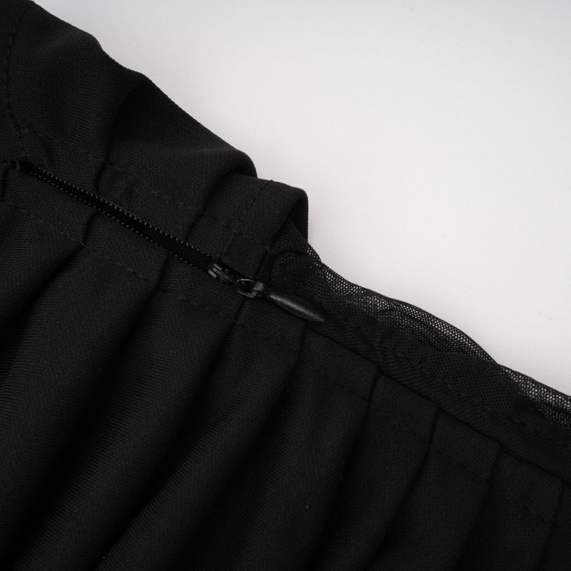 Valentina Black Mesh Ruched Midi Dress