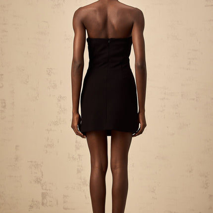 Valentina Black Sequin Feather Mini Dress