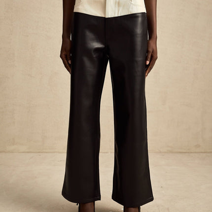 Valentina Black White Contrast Wide Leg Trousers