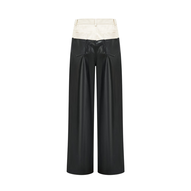 Valentina Black White Contrast Wide Leg Trousers