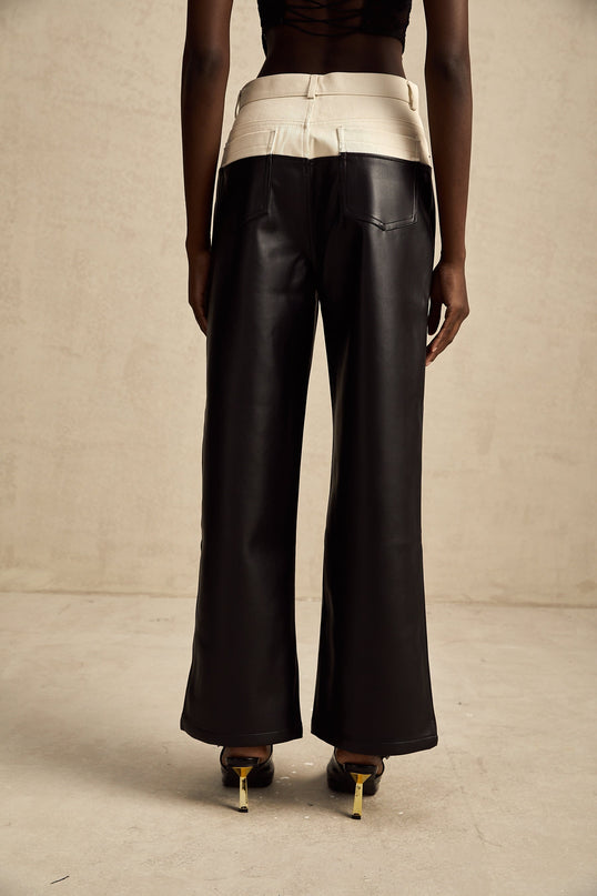 Valentina Black White Contrast Wide Leg Trousers