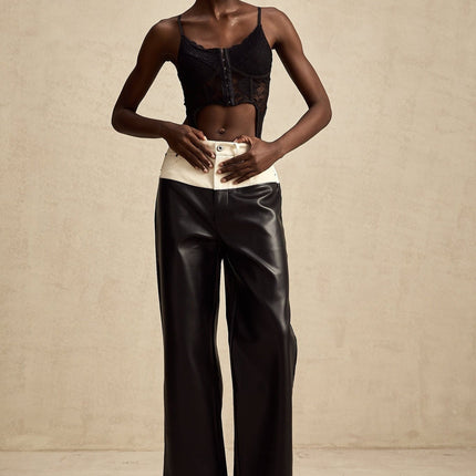 Valentina Black White Contrast Wide Leg Trousers