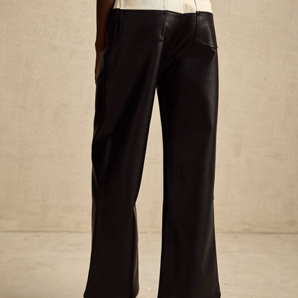 Valentina Black White Contrast Wide Leg Trousers
