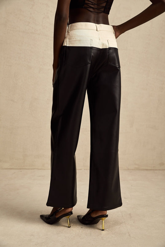 Valentina Black White Contrast Wide Leg Trousers