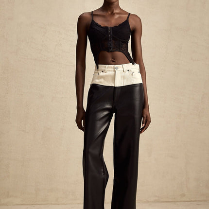 Valentina Black White Contrast Wide Leg Trousers