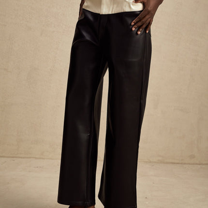 Valentina Black White Contrast Wide Leg Trousers