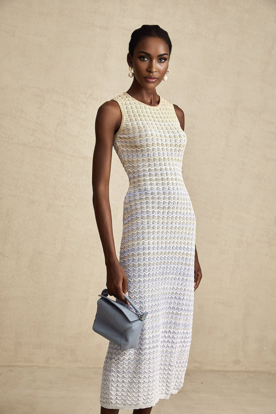 Valentina Neutrals Sleeveless Round Neck Midi Dress