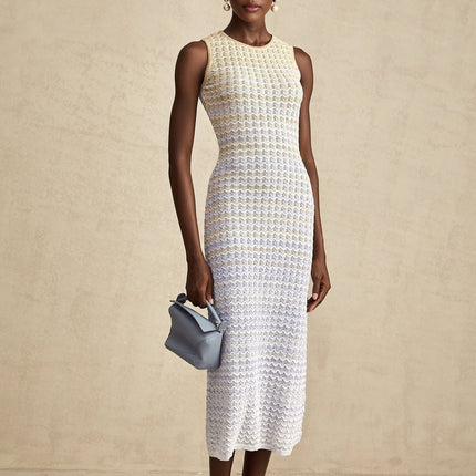 Valentina Neutrals Sleeveless Round Neck Midi Dress
