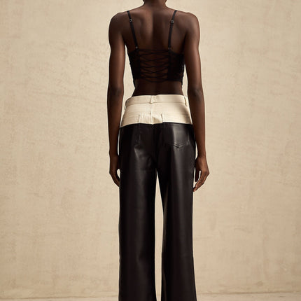 Valentina Wide Leg Trousers Black White Contrast