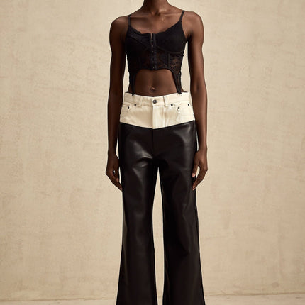 Valentina Wide Leg Trousers Black White Contrast