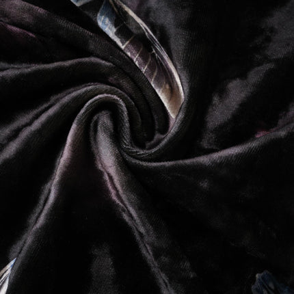 Valeria Black Butterfly Print Velvet Midi Dress