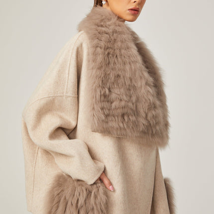 Valeria Oversize Collar Jacket in Neutrals