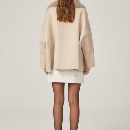 Valeria Oversize Collar Jacket Neutrals Wool Faux-fur Glamour