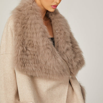 Valeria Oversize Collar Jacket Neutrals Wool Faux-fur Glamour Practicality Luxury Comfort Statement Piece