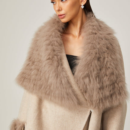 Valeria Oversize Collar Jacket in Neutrals Wool Faux-fur Glamour Practicality Luxury Comfort