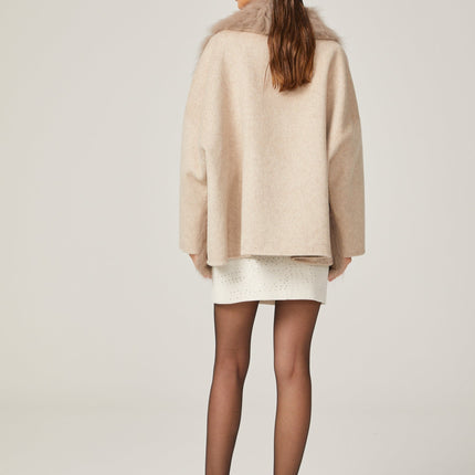 Valeria Oversize Collar Jacket Neutrals Wool Faux-fur Glamour Practicality Luxury Comfort Statement Piece