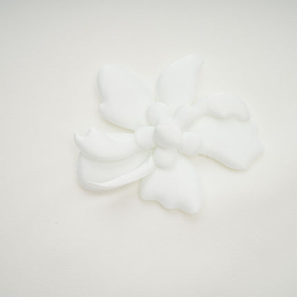 Valeria White Midi Dress with Faux Flower Embellishments