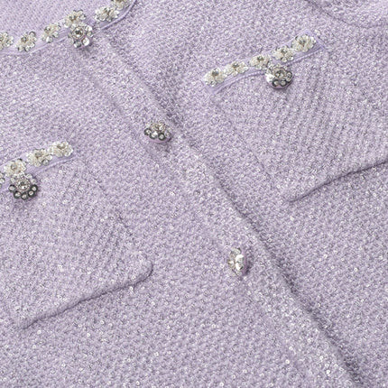 Valeriana Purple Mini Dress with Sequin and Crystal Embellishments