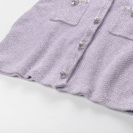 Valeriana Purple Mini Dress with Sequin and Crystal Embellishments