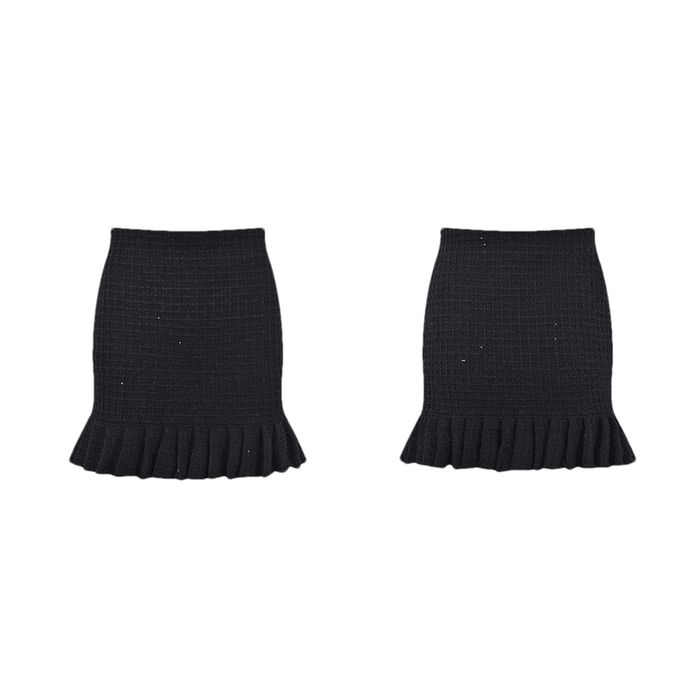 Black waffleknit dress composed of 80% Polyester and 20% Cotton