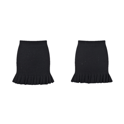 Black waffleknit dress composed of 80% Polyester and 20% Cotton