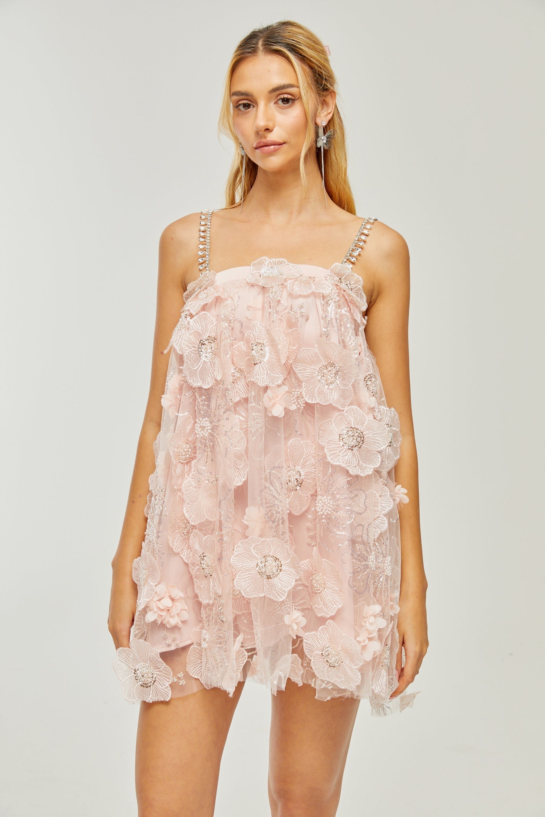 Valérie crystalembellished floral mini dress