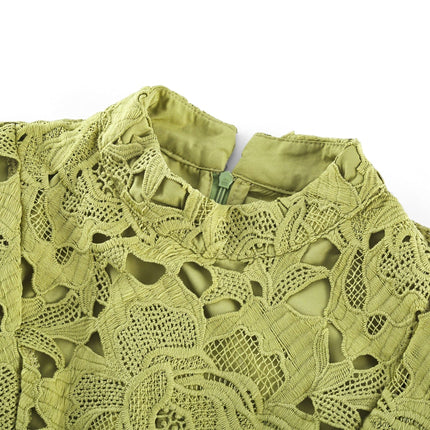 Valérie Green Embroidered A-line Mini Dress With Cutout Details
