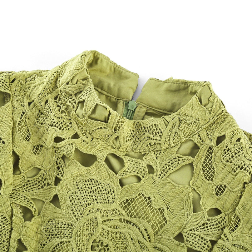 Valérie Green Embroidered A-line Mini Dress With Cutout Details