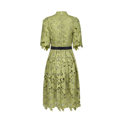 Valérie Green Embroidered A-line Mini Dress With Cutout Details