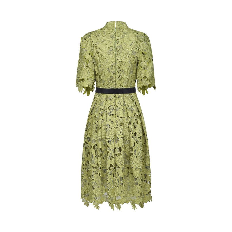 Valérie Green Embroidered A-line Mini Dress With Cutout Details