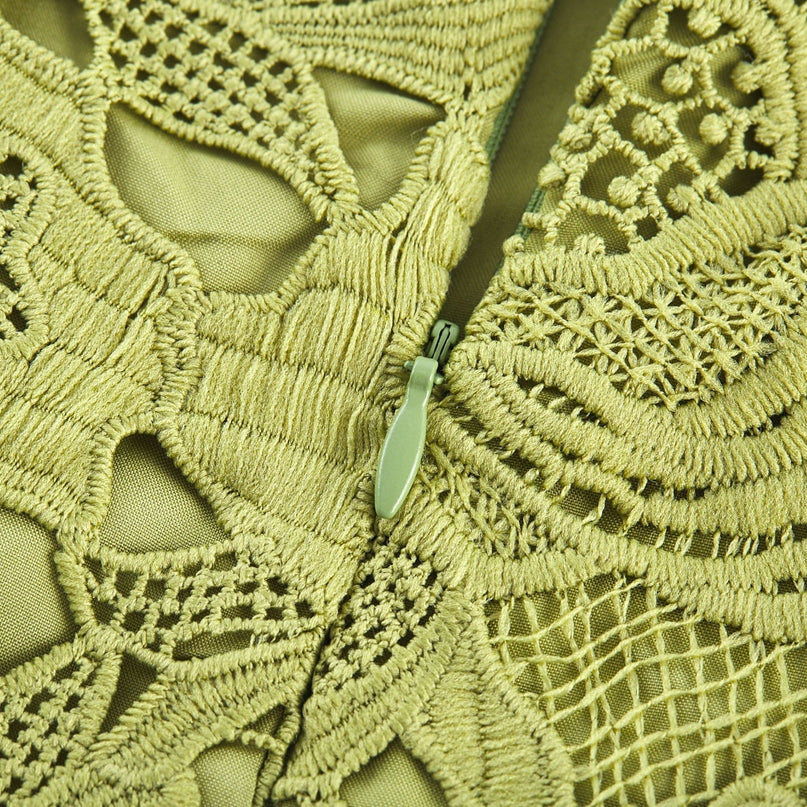 Valérie Green Embroidered A-line Mini Dress With Cutout Details