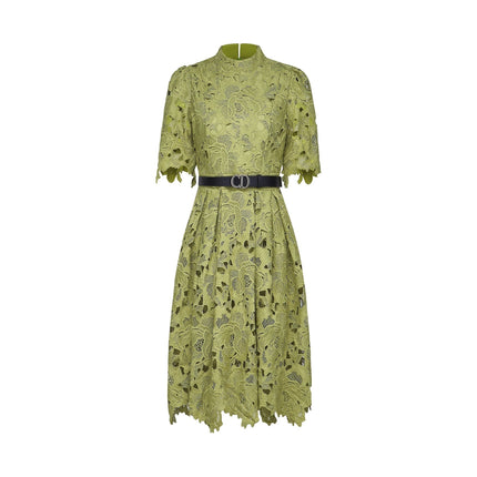 Valérie Green Embroidered A-line Mini Dress With Cutout Details