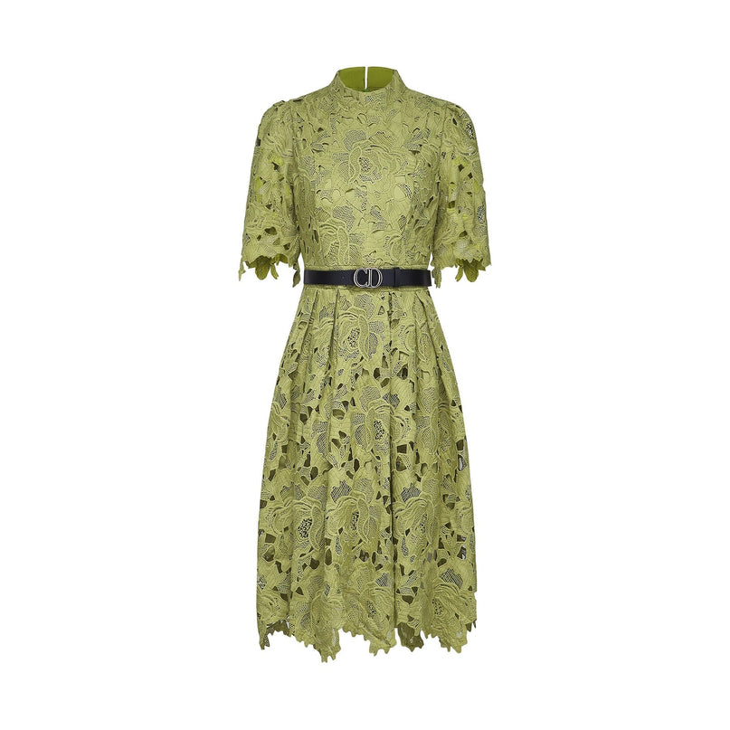 Valérie Green Embroidered A-line Mini Dress With Cutout Details