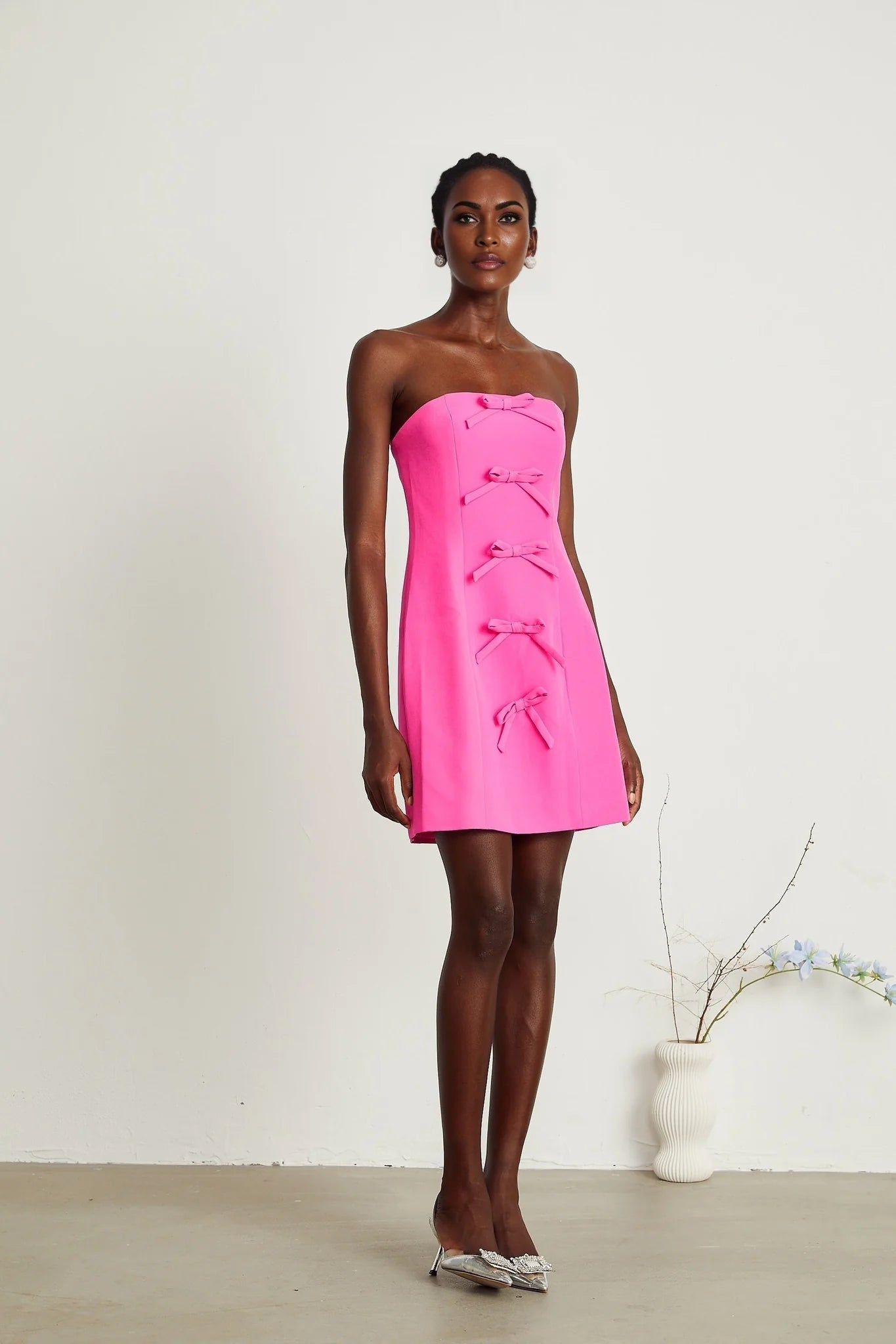 Valérie pink bowknotdetail jacket  dress matching set