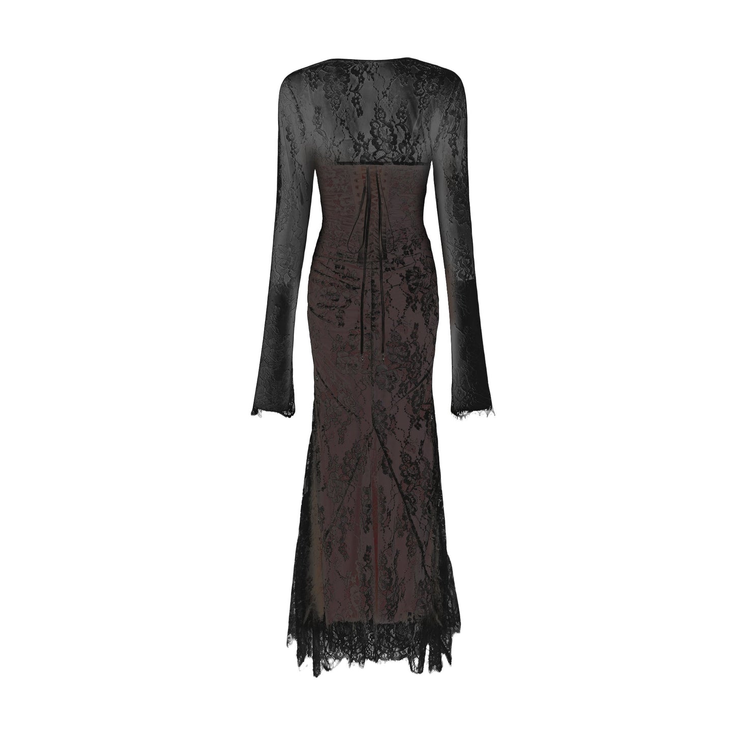 Valérie white floral lace mesh maxi dress